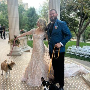 Ivana Trump's bespoke Wedding Dress. Pale pink, pure silk w/ crystals & feathers